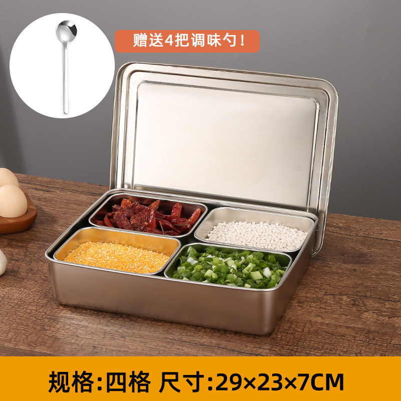 Seasoning box kitchen with spoon, ice powder stall tool seasoning box set combination stall seasoning storage box