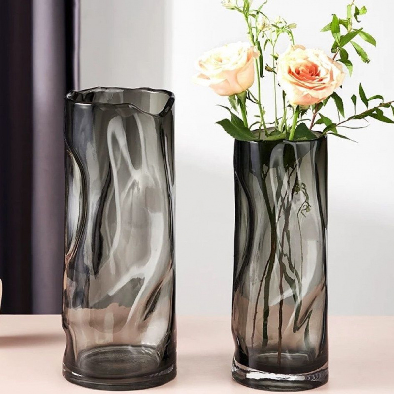 Glass vase straight transparent water flower fresh lily lucky bamboo living room decoration ornament