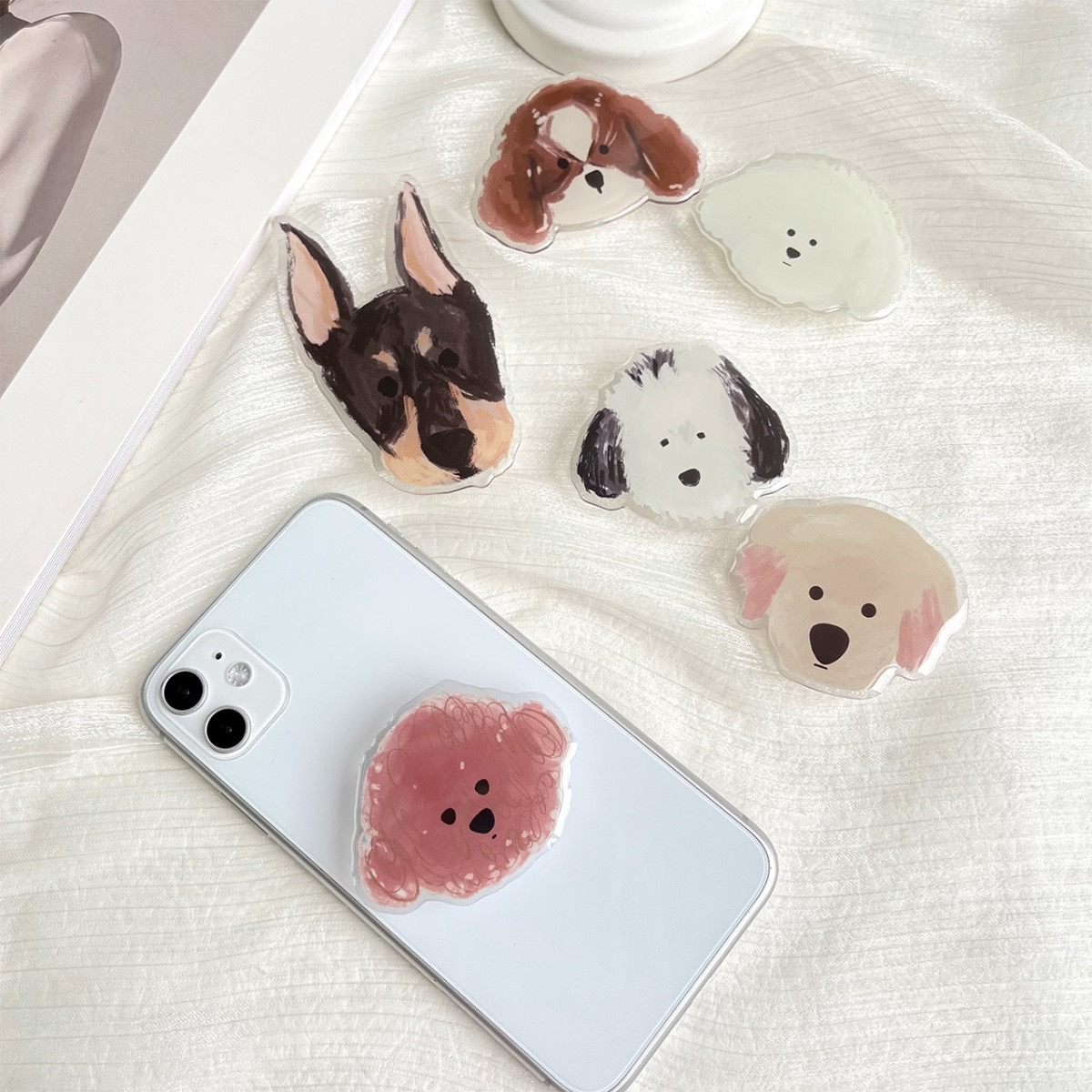 Cartoon Dog Lazy Telescopic Resin Phone Airbag Stand Acrylic Cute Pet