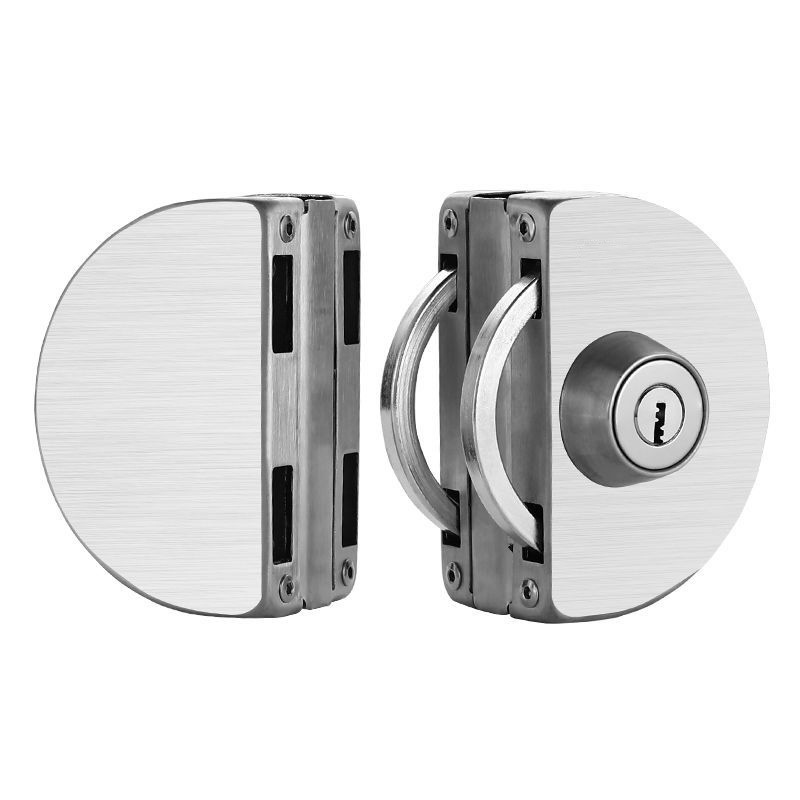 304 Glass Door Lock—No Drilling Required, Frameless Sliding Door, Office Single or Double Door, Brushed Gold, Black Rose Gold, U-Shaped Bolt Lock