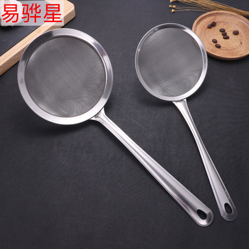 Stainless steel mesh strainer skimmer hot pot spoon household flour sieve soy milk filter net foam skimmer oil spoon kitchen frying spoon
