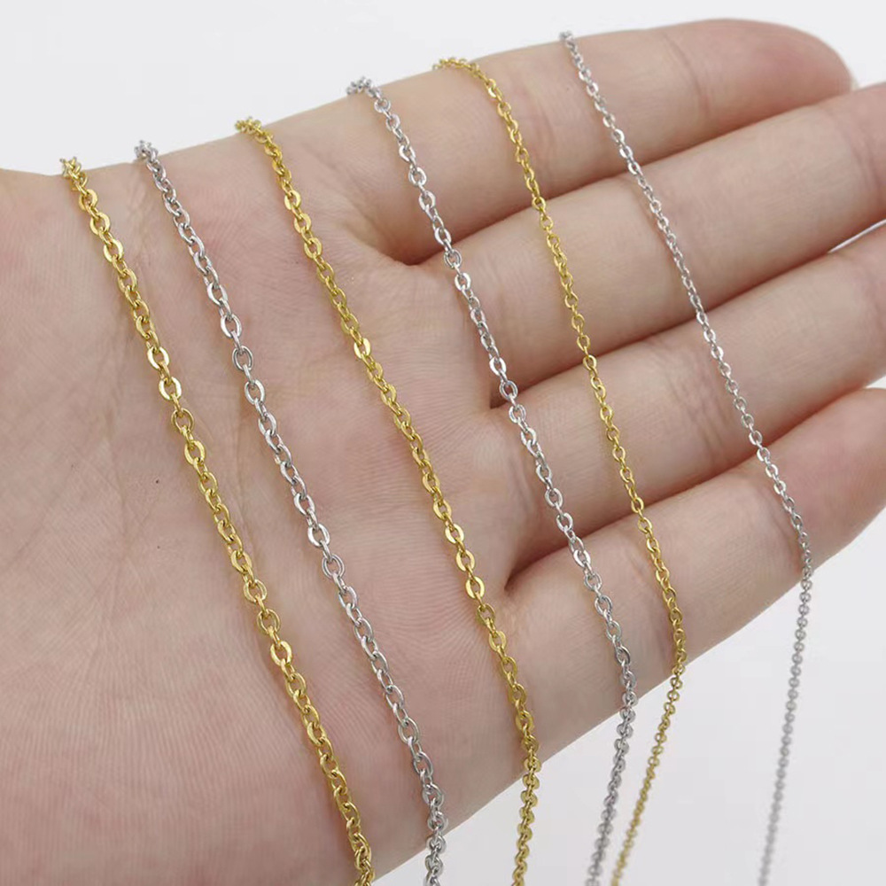 Stainless Steel O-Link, Cross-Link, and DIY Chain Vacuum-Plated 18K Gold Necklace