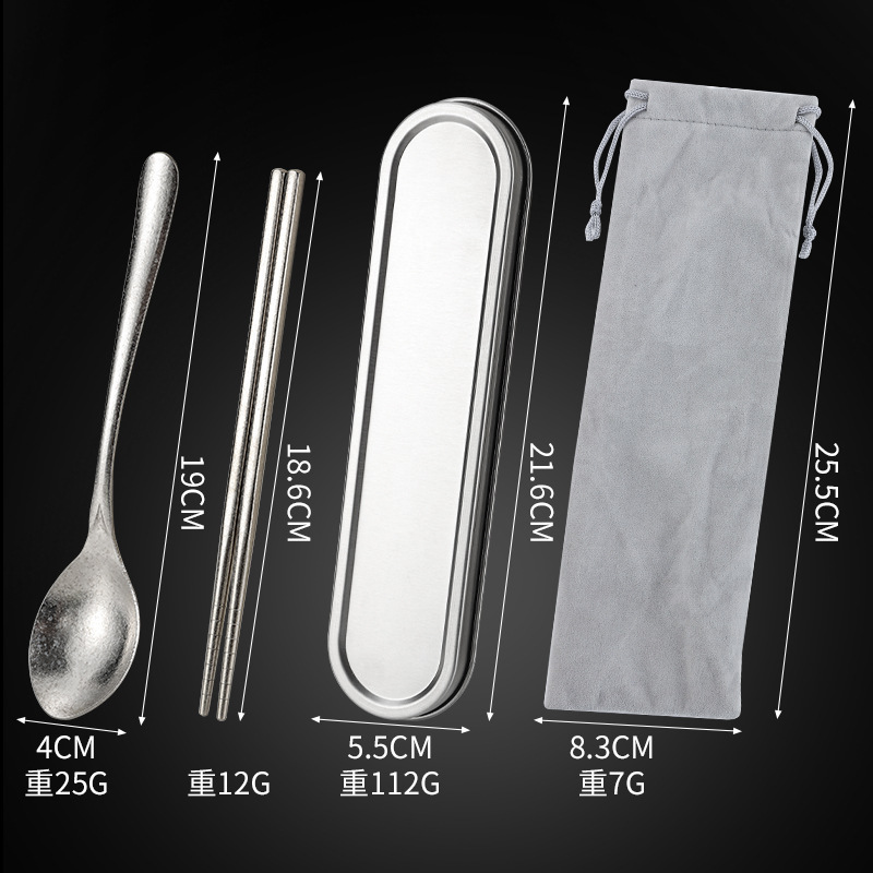 Pure titanium portable cutlery spoon chopsticks set outdoor travel storage box titanium cutlery lightweight camping spoon chopsticks set