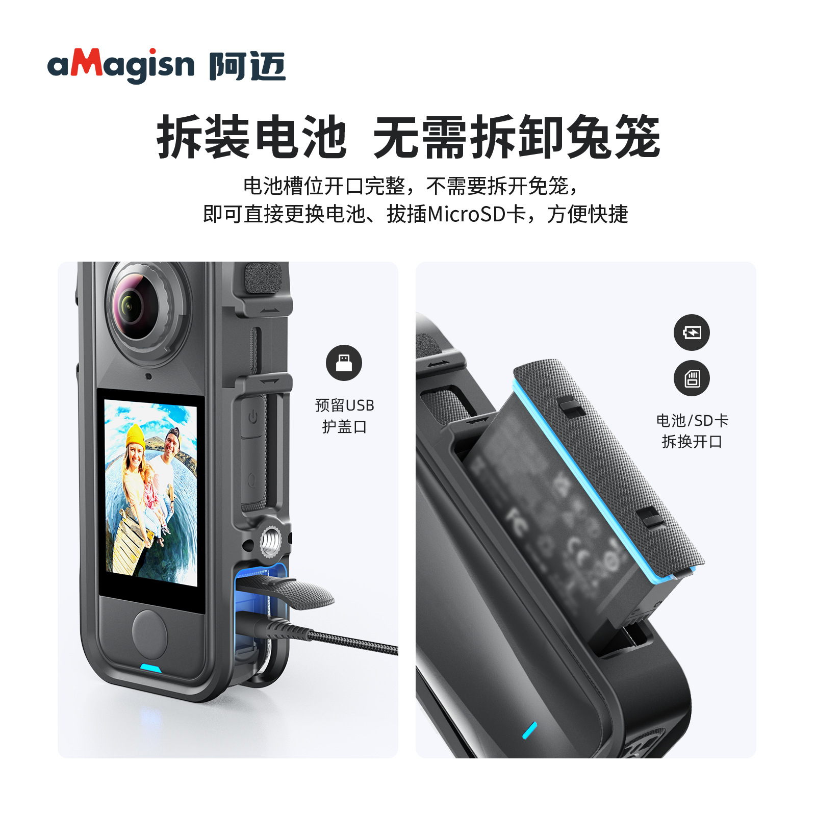Amai for Insta360 X4 Air plastic cage, Insta360 multifunctional expansion frame, protective accessories