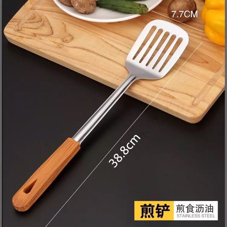 Stainless steel kitchen utensil set, non-scalding spoon, full set household spoon, stir-fry spatula, kitchen spatula, slotted spoon, soup spoon