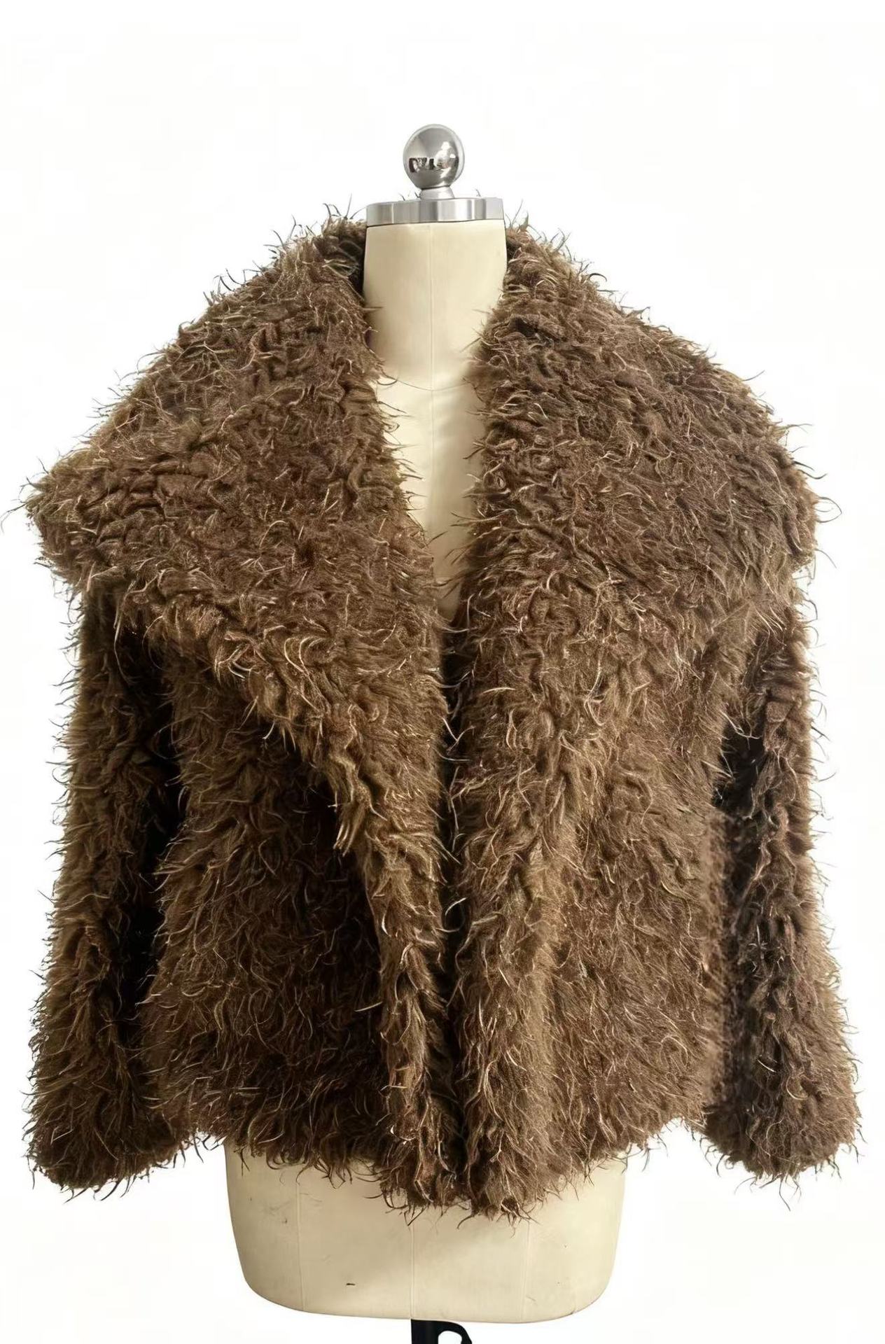 Fur large lapel faux fur jacket short fox fur fur jacket fluffy plush women's clothing
