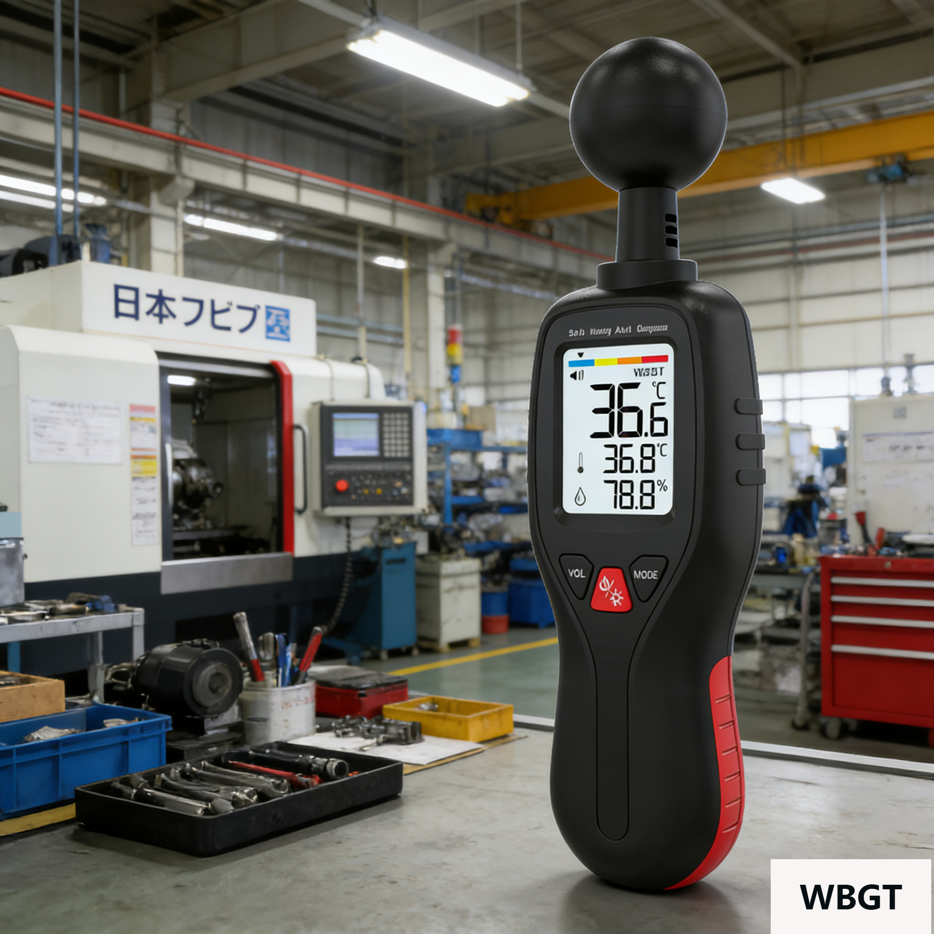 Japan Black Globe Wet Bulb Thermometer Index Detection Measuring Instrument WBGT Indoor Outdoor Thermometer Hygrometer