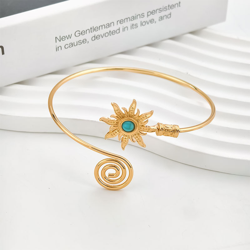 New accessory arm cuff texture style sun arm ring turquoise open adjustable arm bracelet