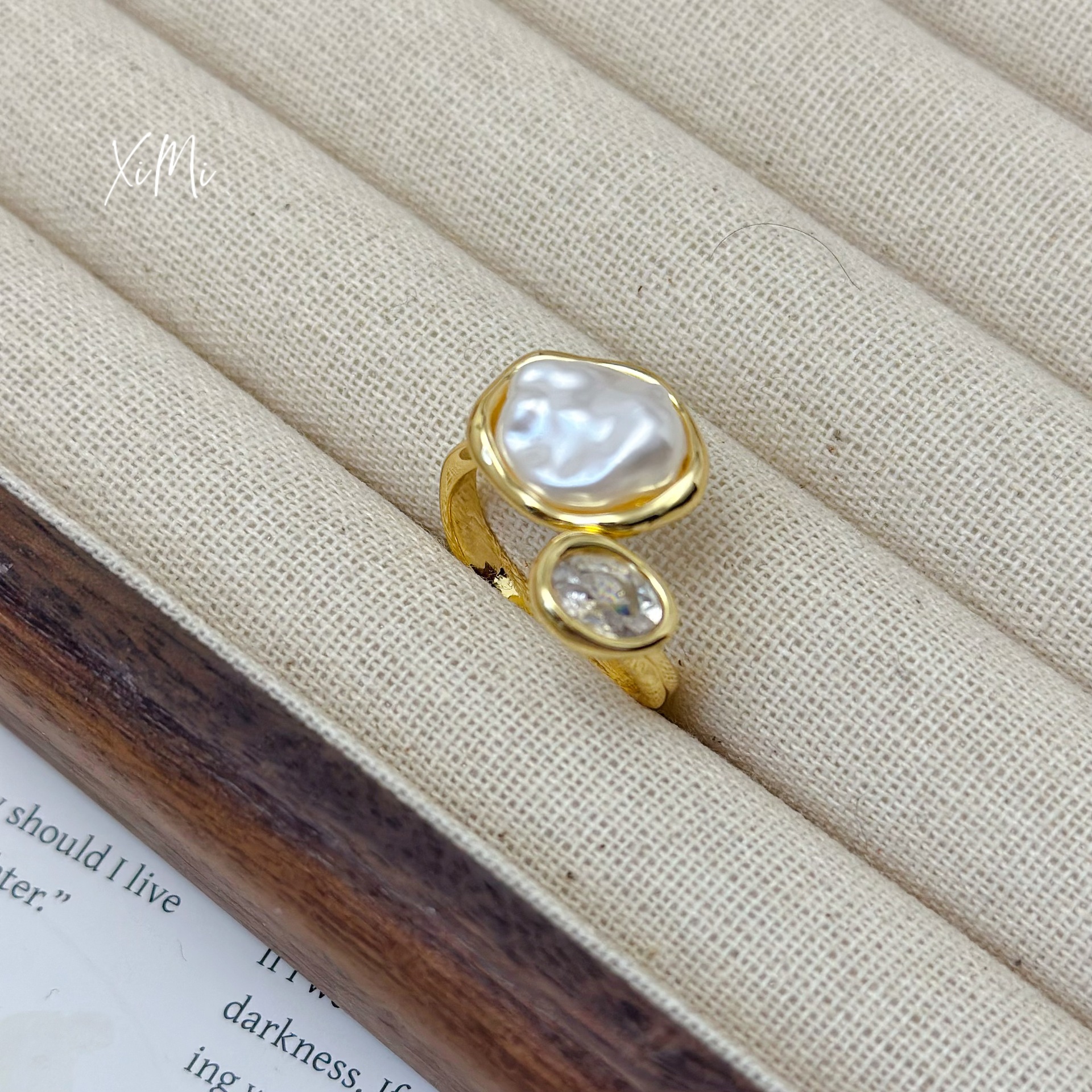 Baroque Pearl Ring Women's Niche Unique Design Index Finger Open Ring Band