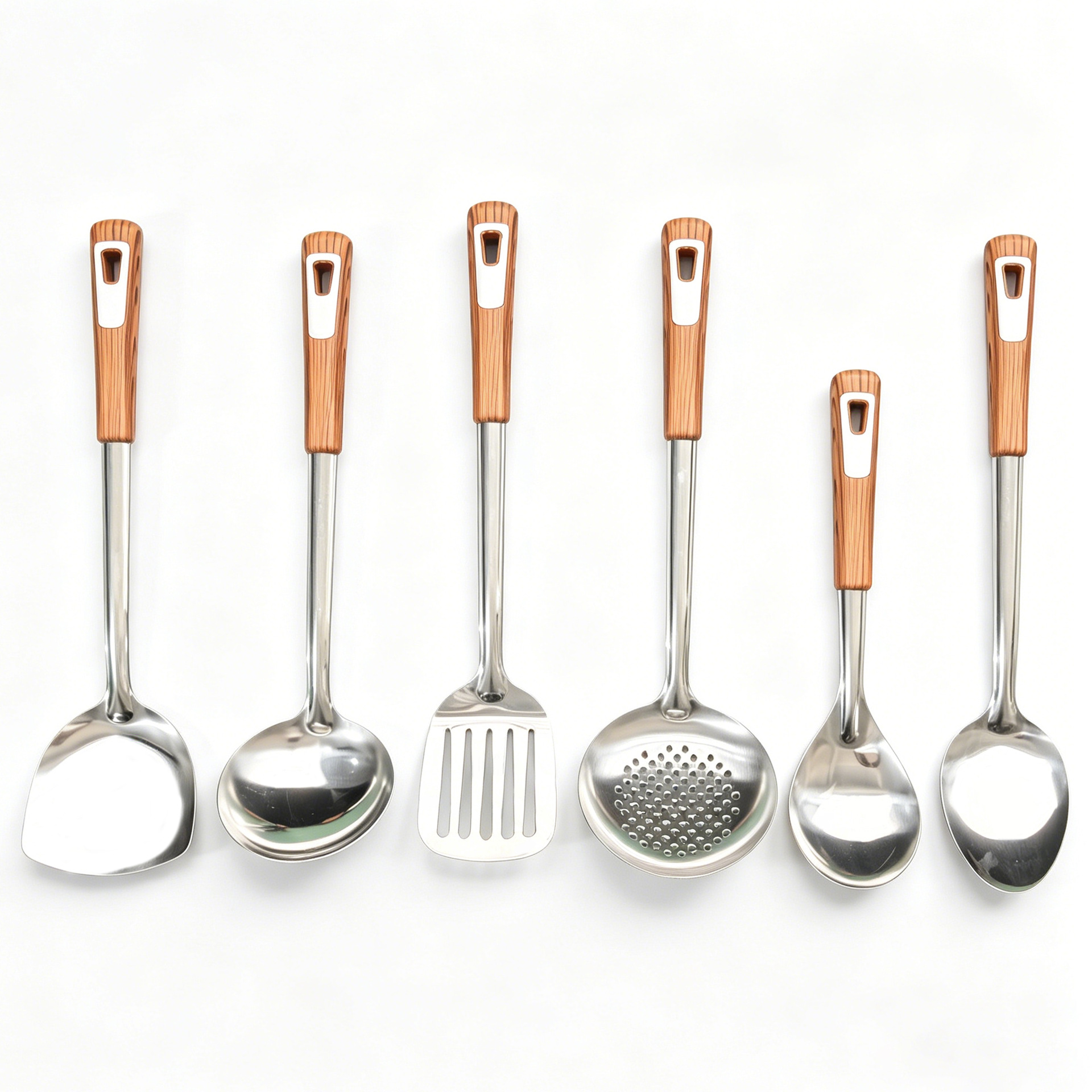 Stainless steel kitchen utensils thickened wok spatula soup spoon home anti-scald slotted spoon noodle ladle kitchen wok spatula spoon set