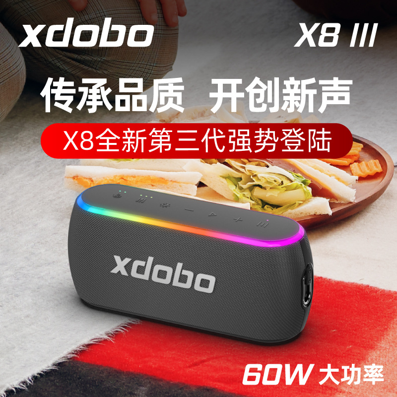 xdobo X8III 60W Wireless Bluetooth Speaker RGB Colorful Lights Gift Outdoor Subwoofer