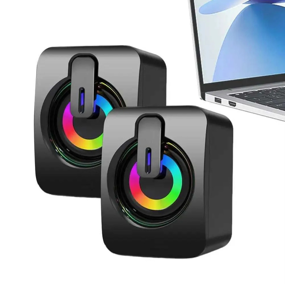 Long-term notebook small audio, RGB colorful light subwoofer, USB 3.5 notebook home computer speaker