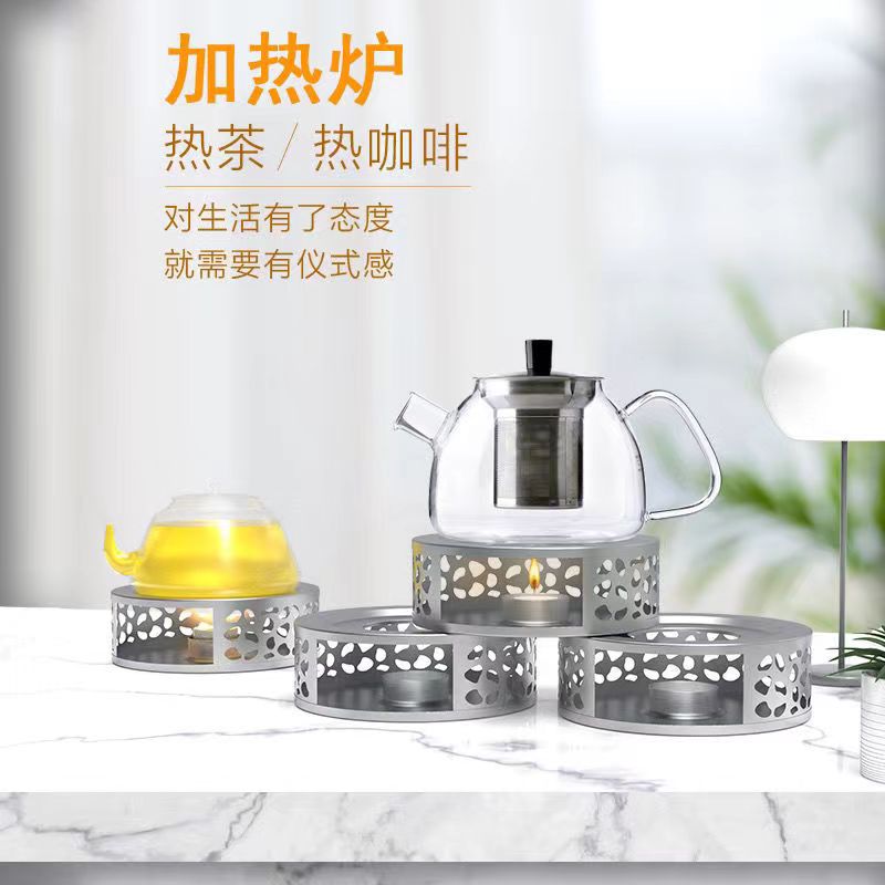 Stove Tea Chat Small Stove Stainless Steel Charcoal Stove Alcohol Candle Carbon Stove Tea Boiling Stove Tea Warming Stove Insulation Base Small Stove
