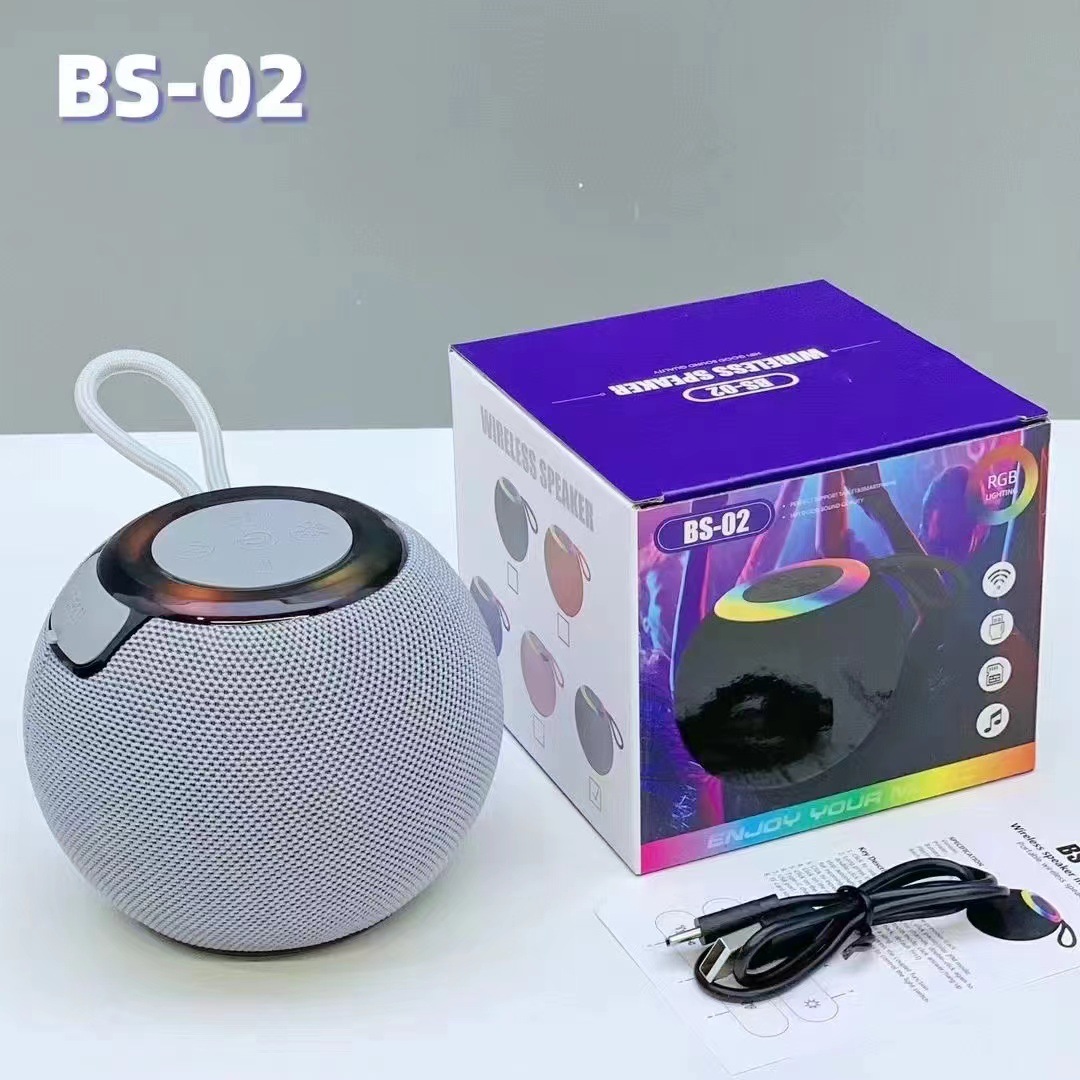 BS02 Bluetooth Small Speaker Portable Outdoor Colorful Light Card Speaker Wireless Handheld Subwoofer Speaker