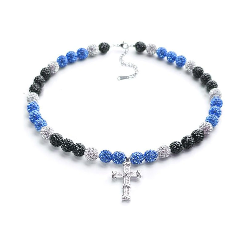 New Cross Colorful Diamond Ball Necklace Hip Hop Style Clay Necklace