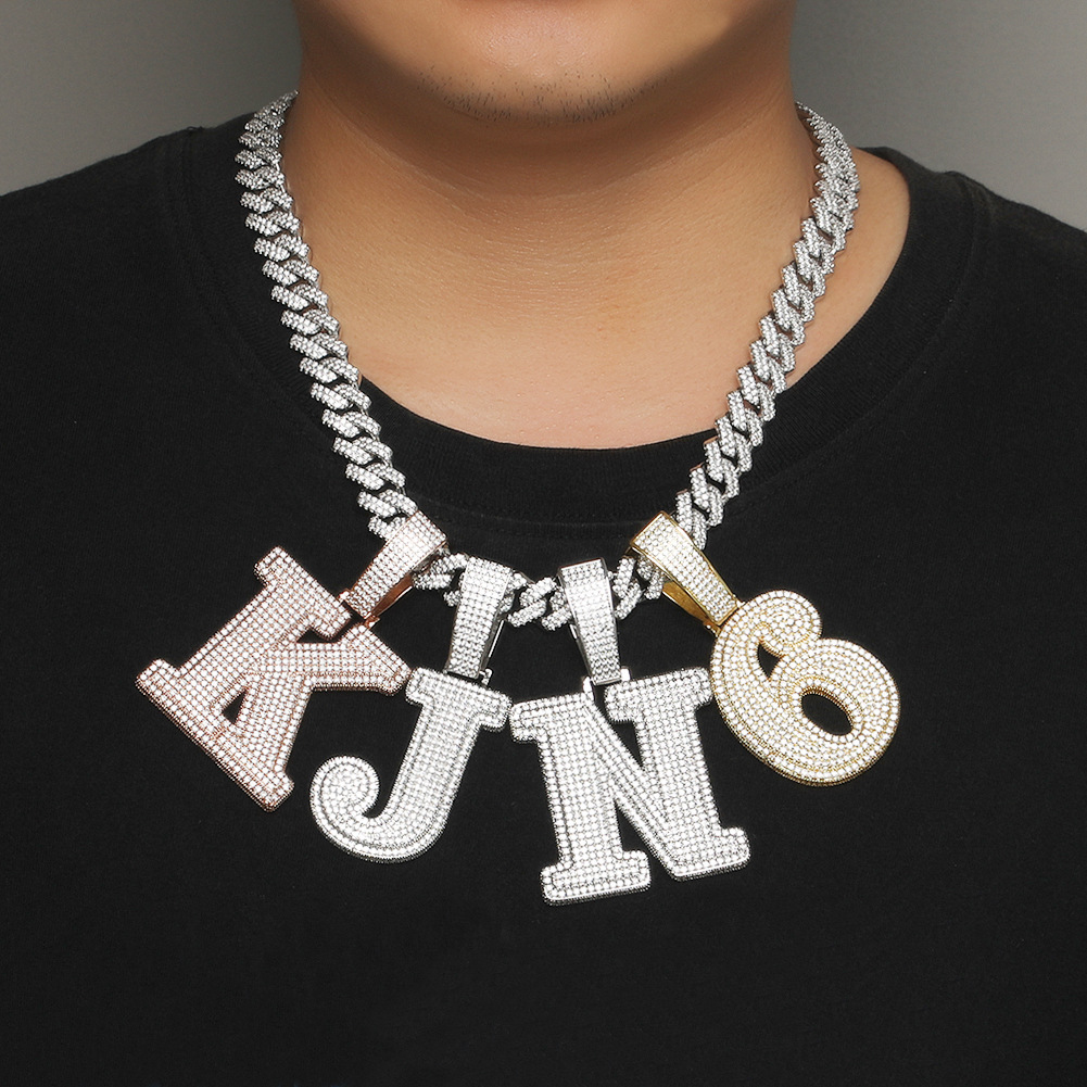 Street 26 Letter Necklace Hip Hop Diamond Men's Pendant Niche Couple Accessories