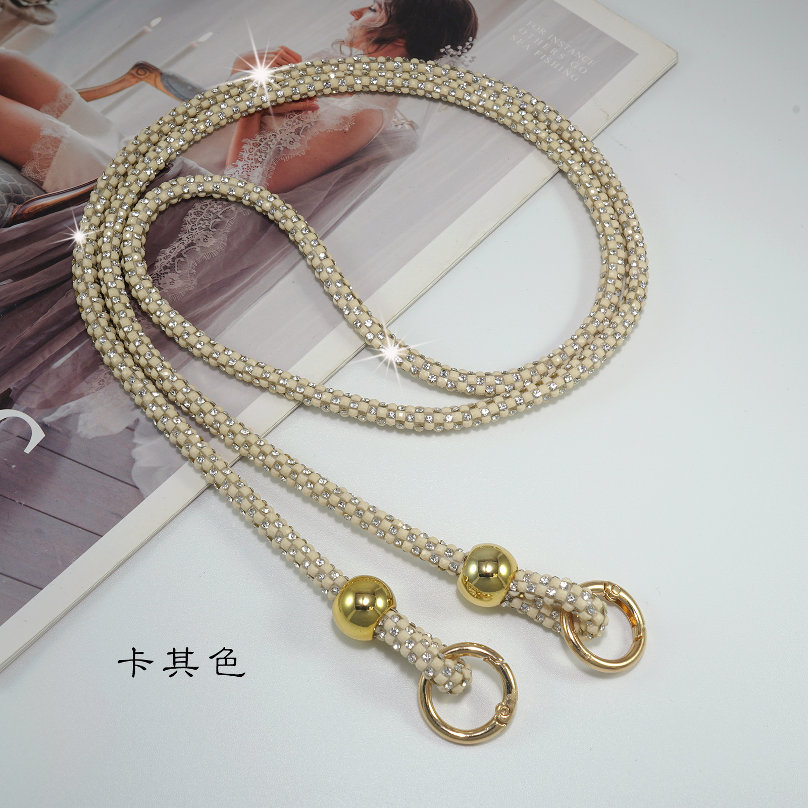 Beaded Full Diamond Phone Lanyard Long Colorful Crossbody Chain Bag Rhinestone Shoulder Strap Luxury for Women