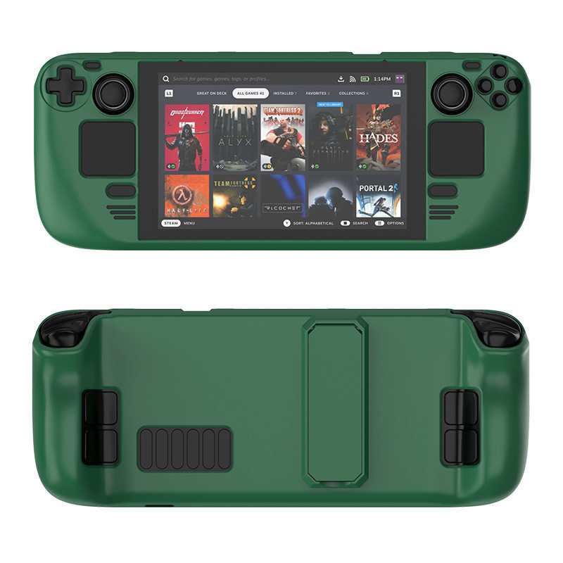 Steam Deck protective case, OLED handheld console integrated hard case, protective case with stand, full coverage heat dissipation accessories
