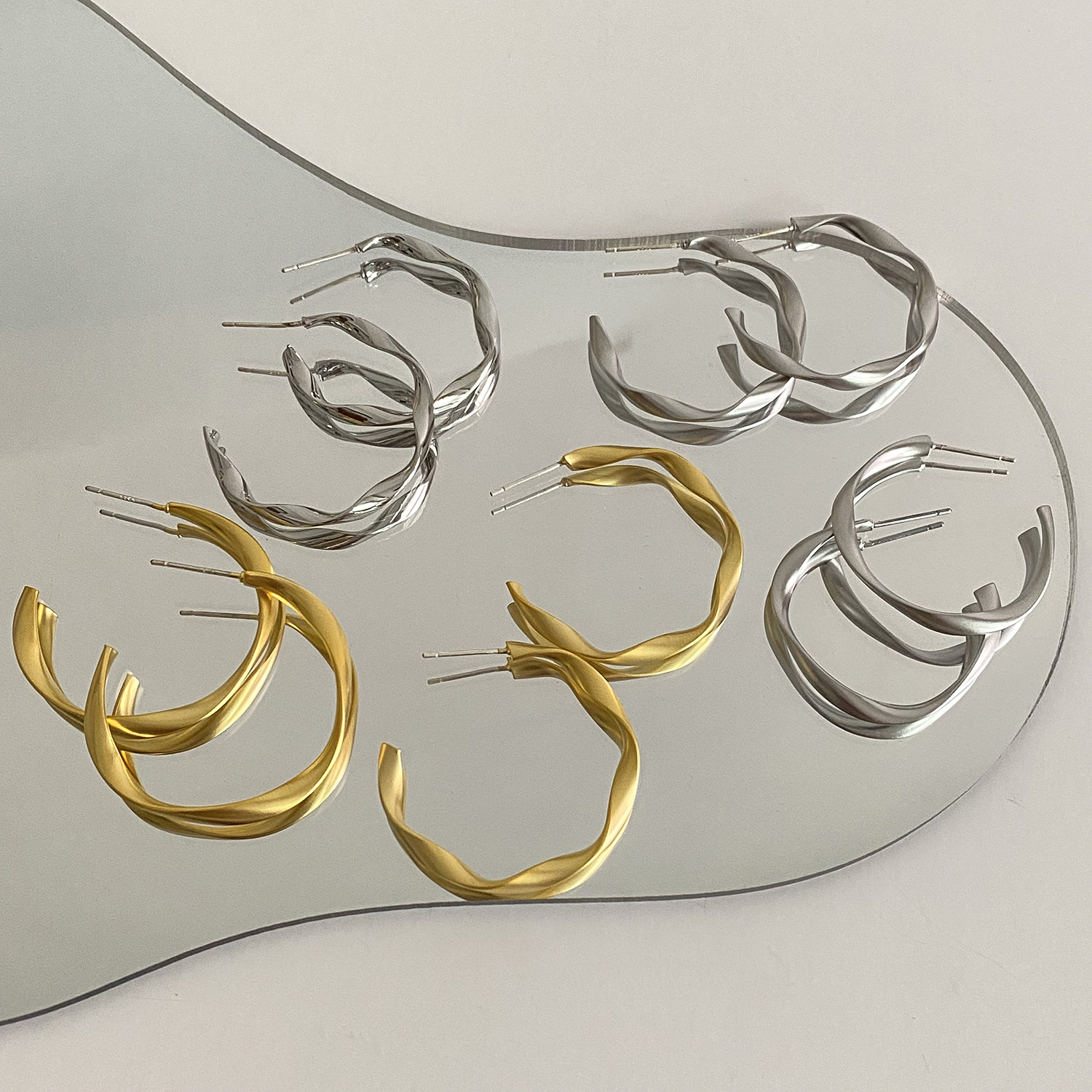 C-shaped circle round face earrings new earring pendant jewelry earring hoop silver needle ear stud