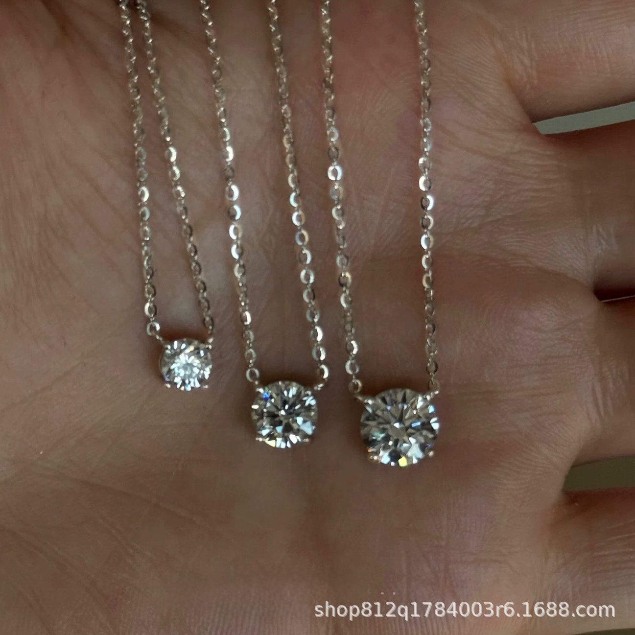 All solid silver flash single diamond minimalist necklace simple nose diamond锁骨 chain for women