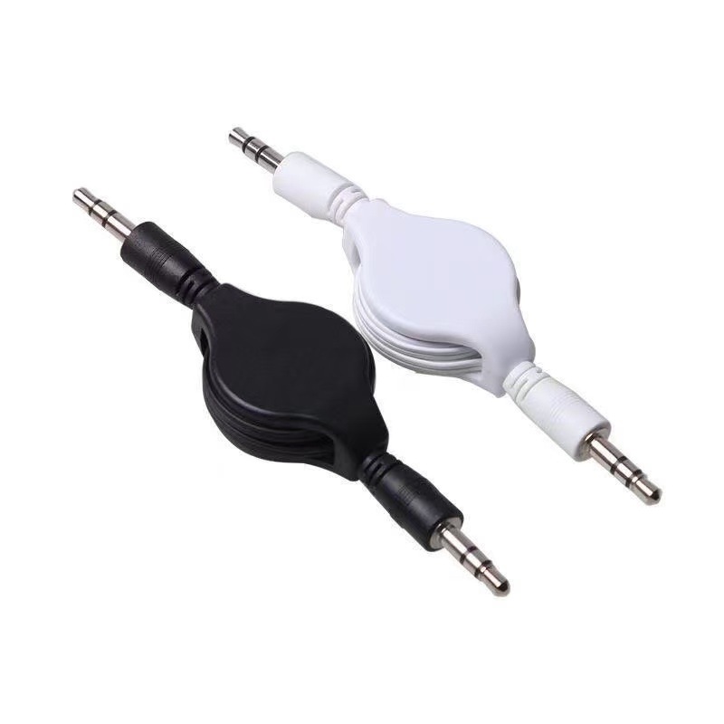 3.5mm dual male audio loop cable TPE soft car AUX phone microphone speaker extension cable retractable cable