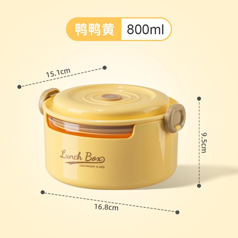 Round Glass Lunch Box Microwave Safe Office Worker Takeaway with Lid Bento Bowl Divided Meal Prep Container