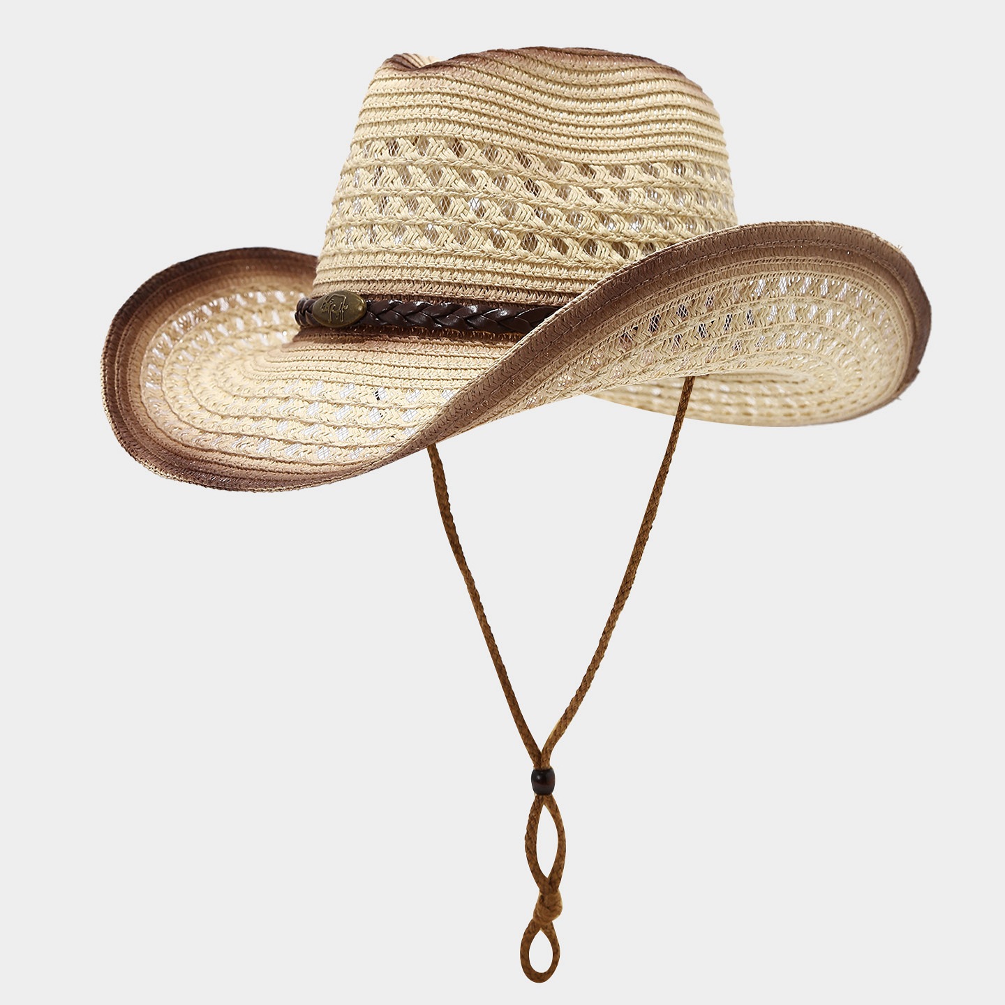Spring/Summer New Outdoor Hat with Moldable Brim, Wide Brim Sun Hat for Men and Women, Western Cowboy Style Straw Hat Bucket Hat