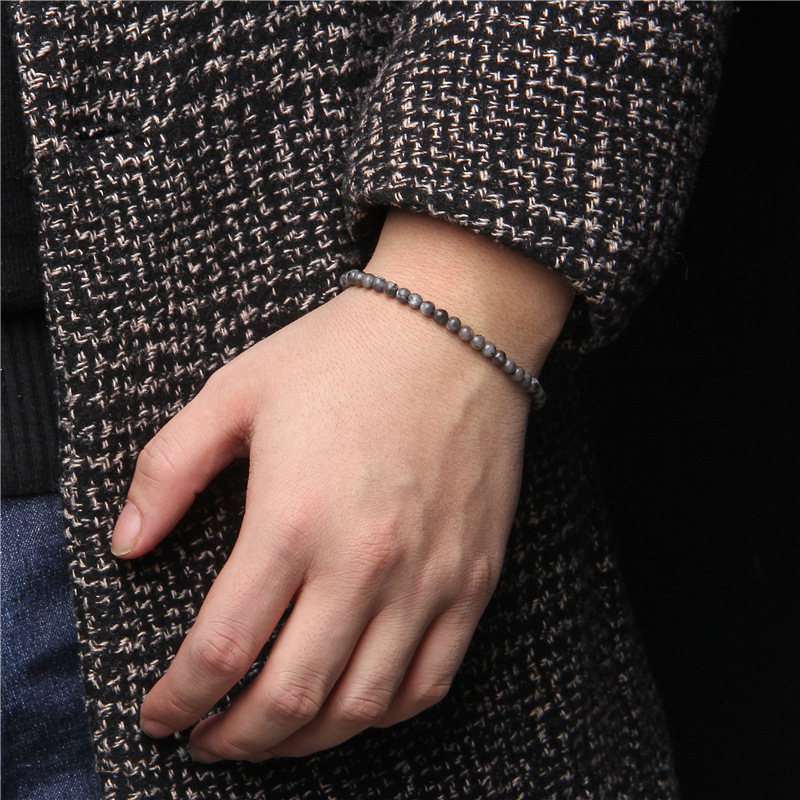 4mm stone bead handmade woven bracelet simple adjustable drawstring women's bracelet