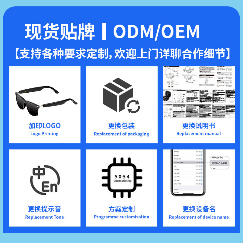 AI Smart Glasses Bluetooth Audio Glasses Full Frame Call Light Changing Bluetooth Wireless Music