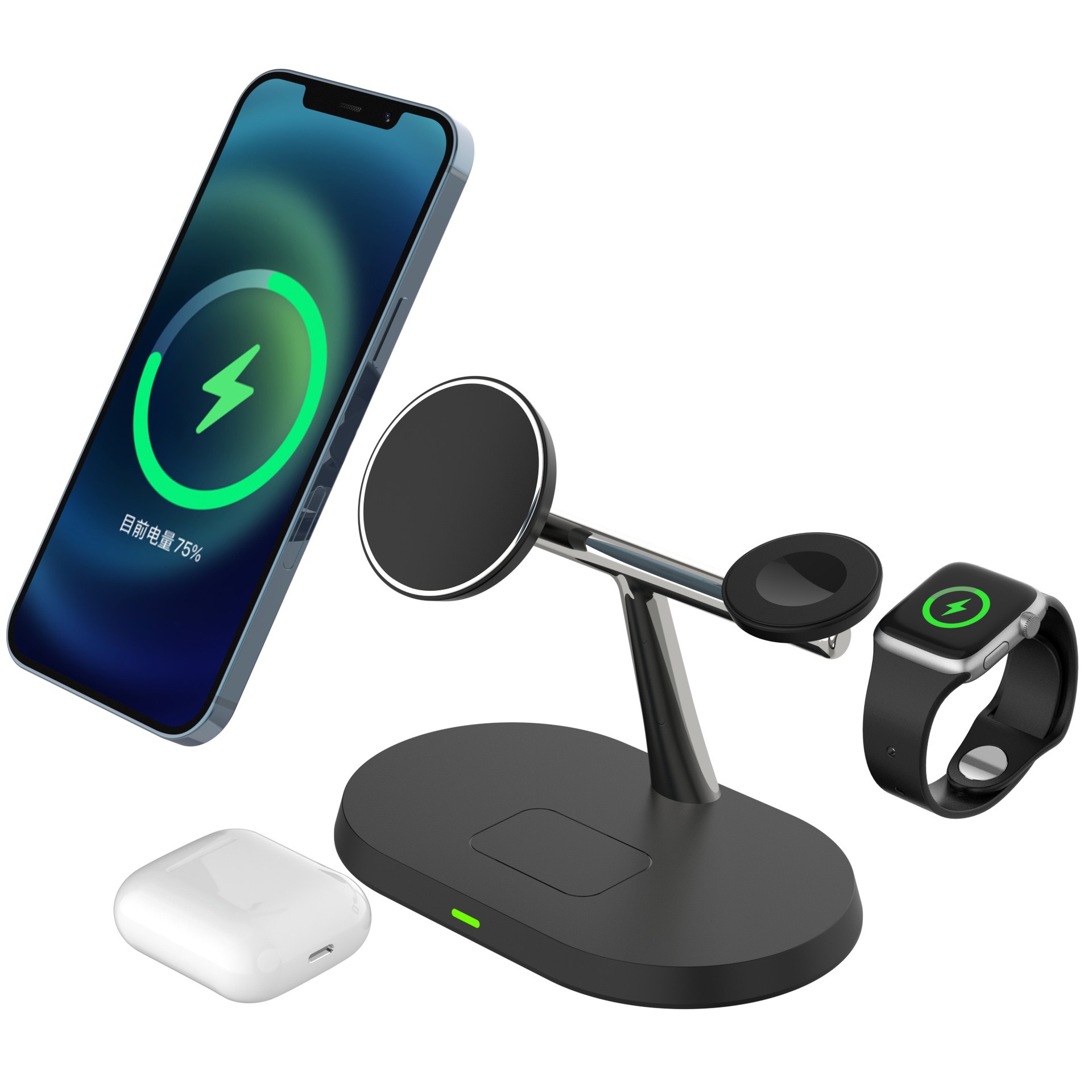 New 3-in-1 Wireless Charger Fast Charging for Apple Phone Earphone Watch Wireless Charging Magnetic Desktop