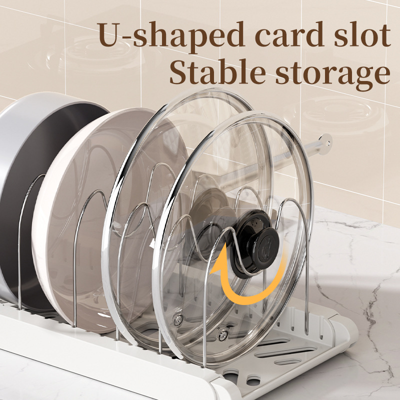 Pot rack multi-layer adjustable kitchen storage rack multi-functional desktop retractable lid rack