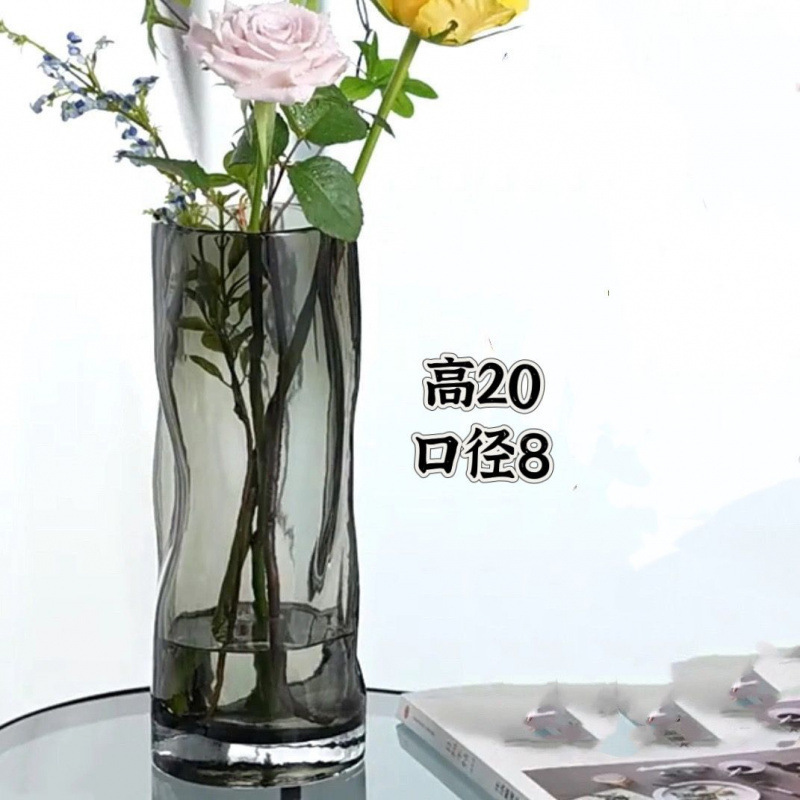 Glass vase straight transparent water flower fresh lily lucky bamboo living room decoration ornament