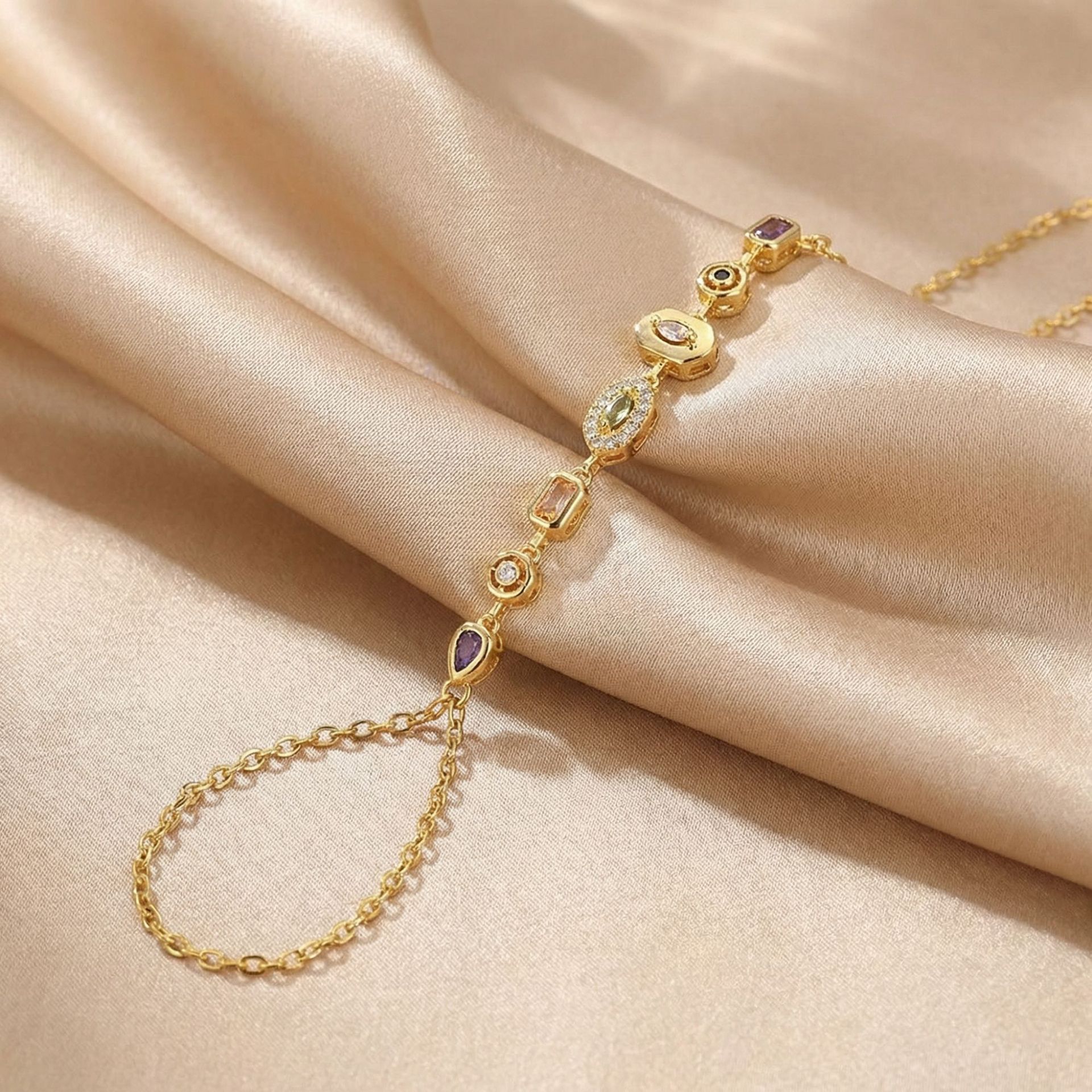 Popular Horse Eye Connected Finger Bracelet Women Simple Multi-layer Hand Back Chain Adjustable Hand Jewelry