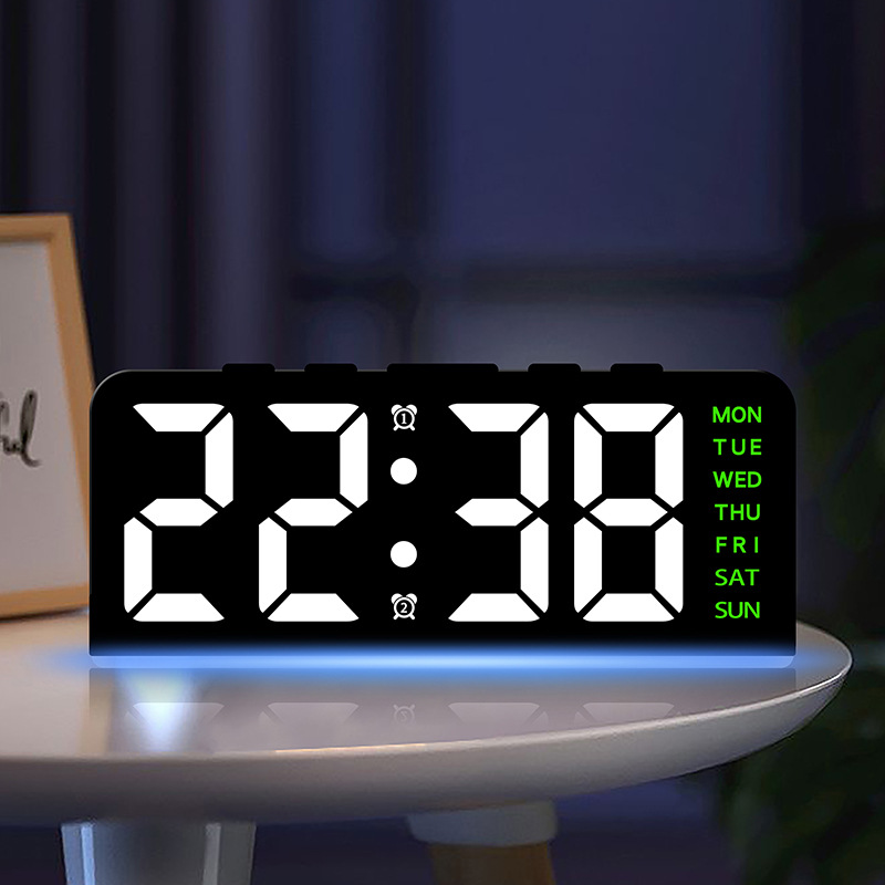 Innovative LED Large Digital Word Clock Atmosphere Light Date Desk Clock Multifunctional Digital Alarm Clock GH8033