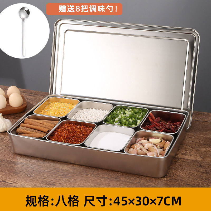Seasoning box kitchen with spoon, ice powder stall tool seasoning box set combination stall seasoning storage box