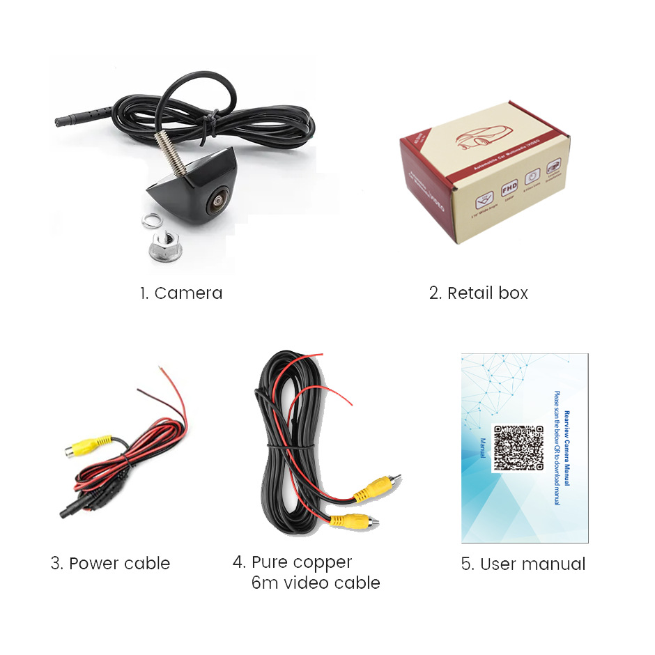 AHD car camera reversing image 360 degree HD wide angle night vision 1080P fisheye rear view external mount