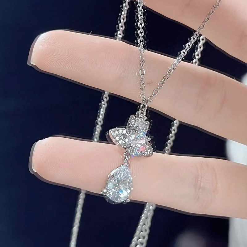 Versa Vivien Saturn Necklace Vivienne Westwood Mermaid Tears Full Diamond Pendant Necklace for Women Collarbone Chain