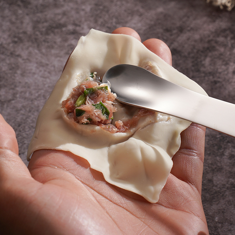 304 stainless steel dumpling spoon, filling scoop, stirring spoon, flat scoop, filling spoon, household tool for making dumplings and wontons