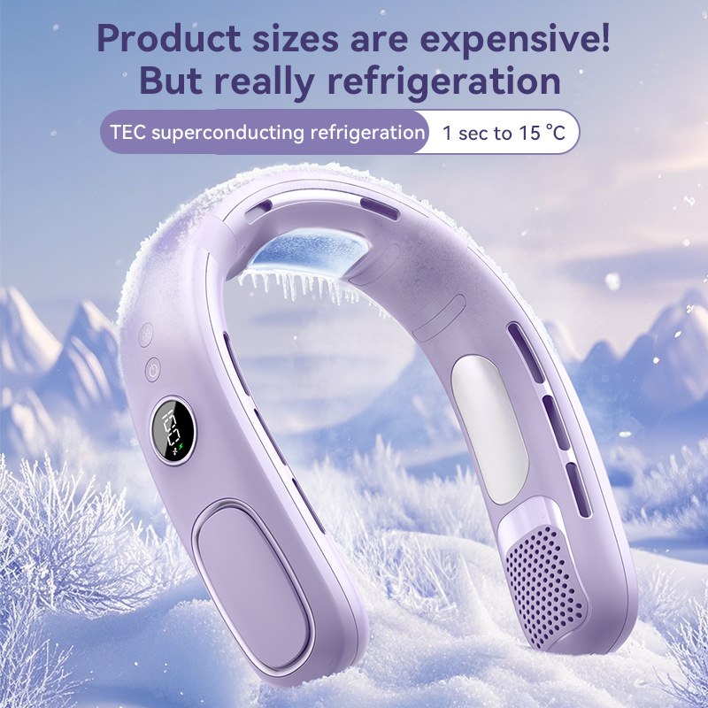 2026 new semiconductor cooling neck fan usb charging portable lazy outdoor neck small fan