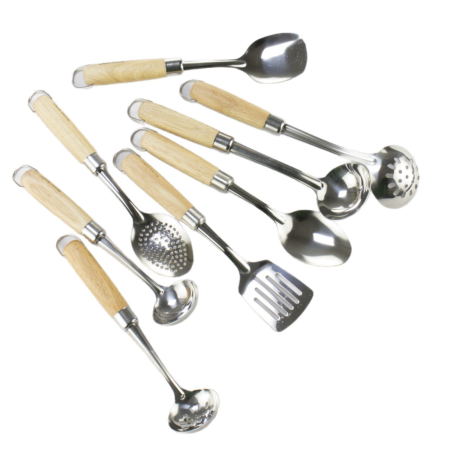 201 stainless steel wooden handle spatula soup spoon kitchen supplies cooking slotted spatula spoon stainless steel kitchenware serving spoon set