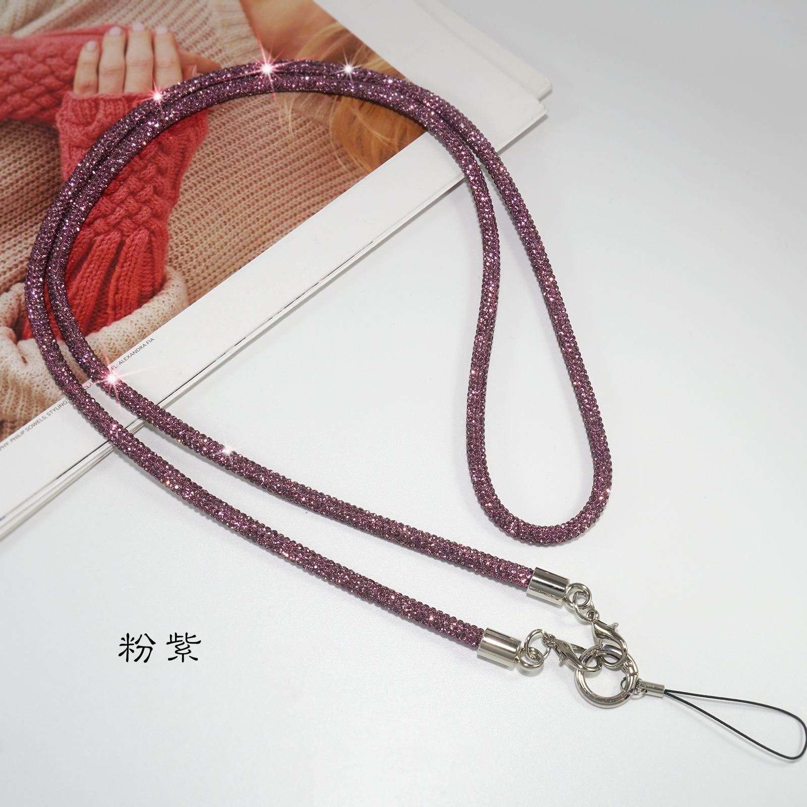 Side Crossbody Phone Lanyard Rhinestone Chain Bag Side Sparkle Phone Chain