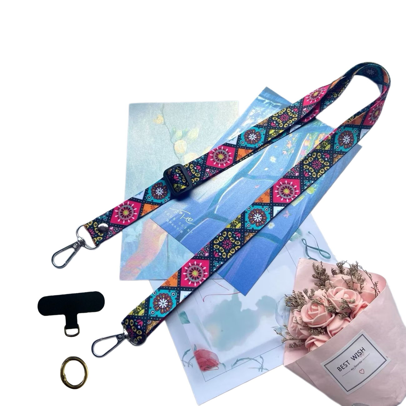 Ethnic Style Phone Lanyard Adjustable Phone Strap Crossbody Neck Strap Simple Backpack Strap