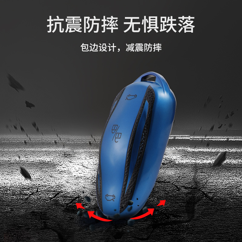 For Tesla Model 3 Model Y Model S Model X Leather Grain Card Key Bag Case Buckle
