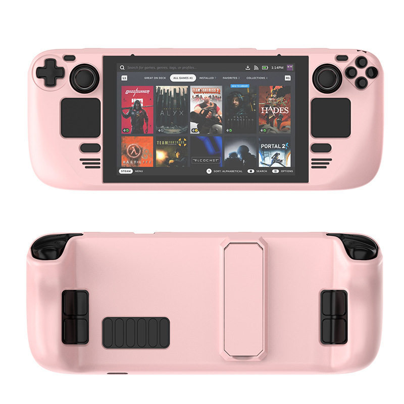 Steam Deck protective case, OLED handheld console integrated hard case, protective case with stand, full coverage heat dissipation accessories