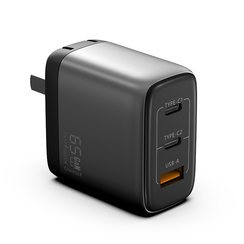 PD65W Three-Port GaN Charging Head Multi-Port Fast Charger Adapter for Apple Phone and Computer Charger