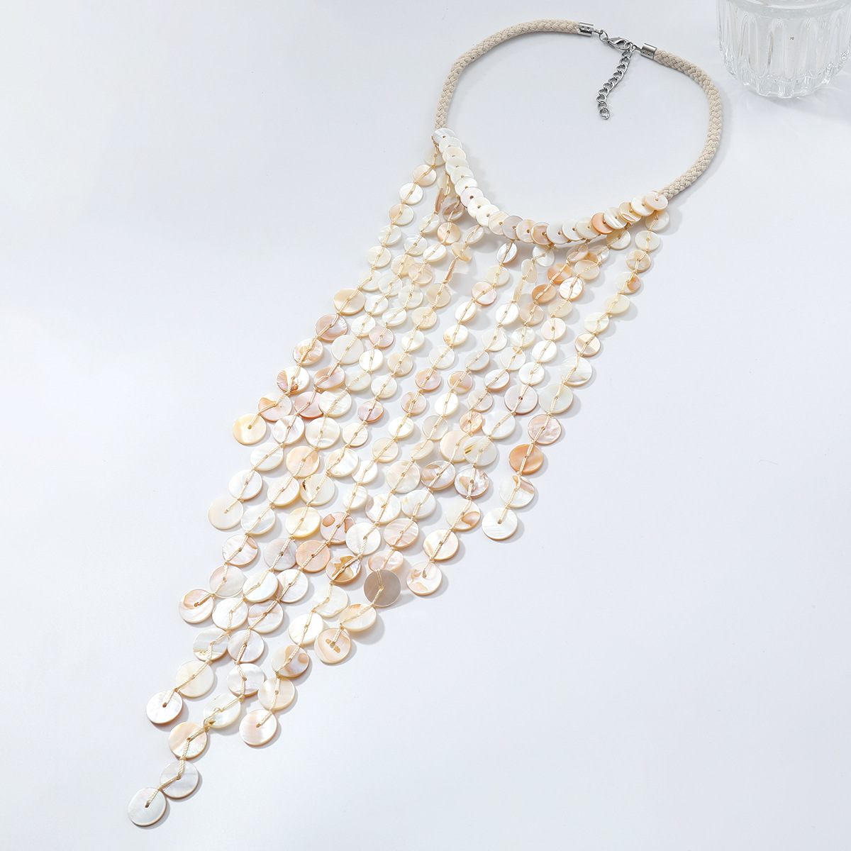ZA shell tassel handmade woven ocean beach vacation style multi-layer necklace for women simple