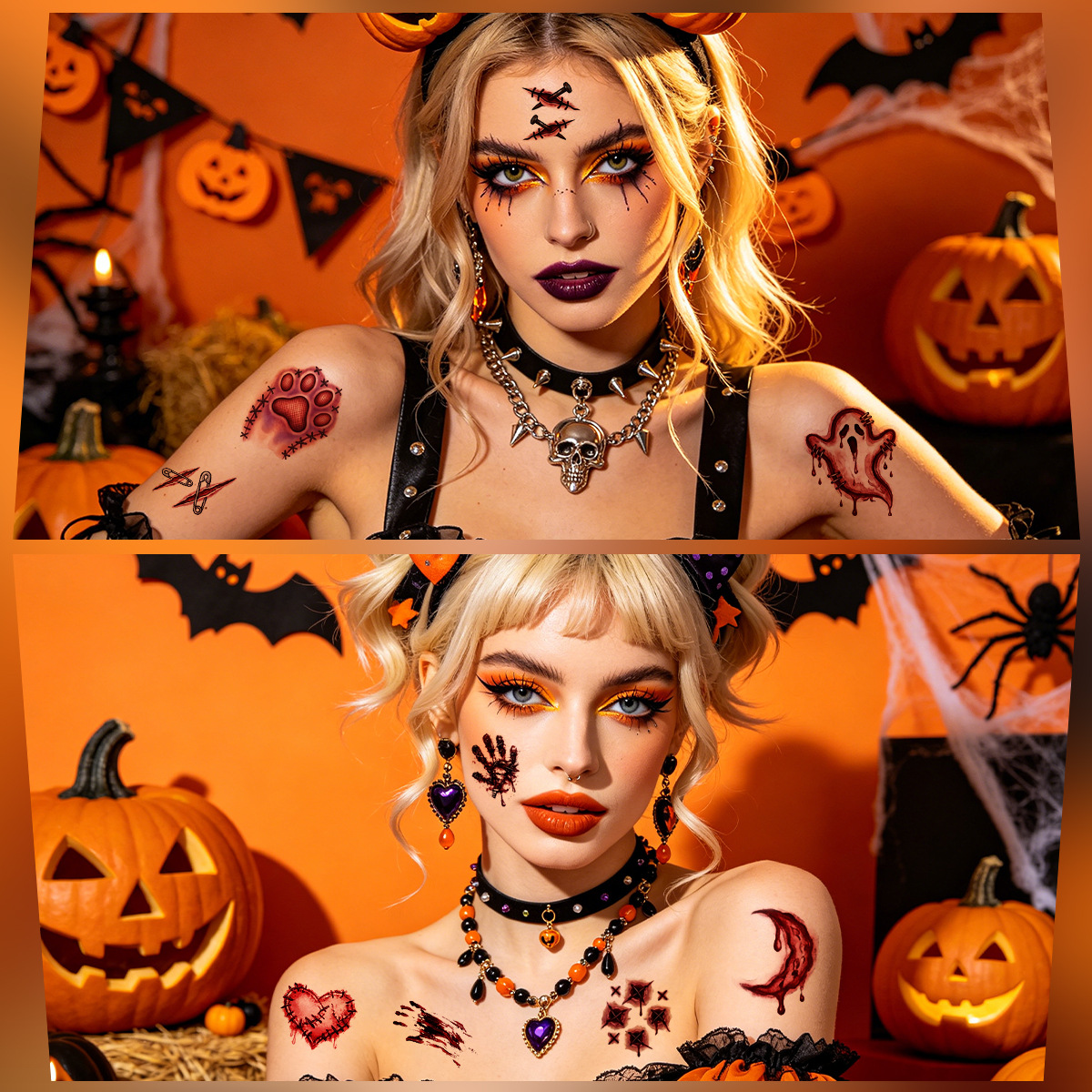 New Scar Knife Wound Tattoo Sticker Halloween Party Waterproof Tattoo Sticker Custom Blood Scar Makeup Sticker