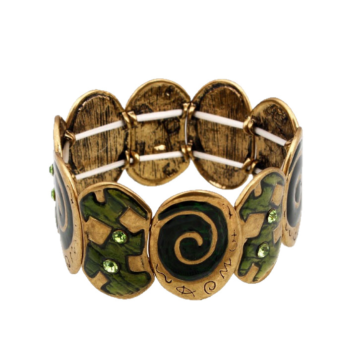 S39 Women's Elastic Oil Drop Bracelet Antique Bronze Enamel Color Bracelet Accessories