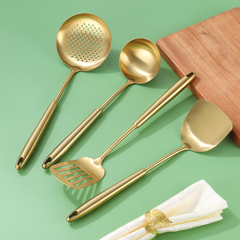 304 stainless steel spatula, kitchen cooking tool, egg beater, spoon, slotted spoon, anti-scald thickened household cookware set