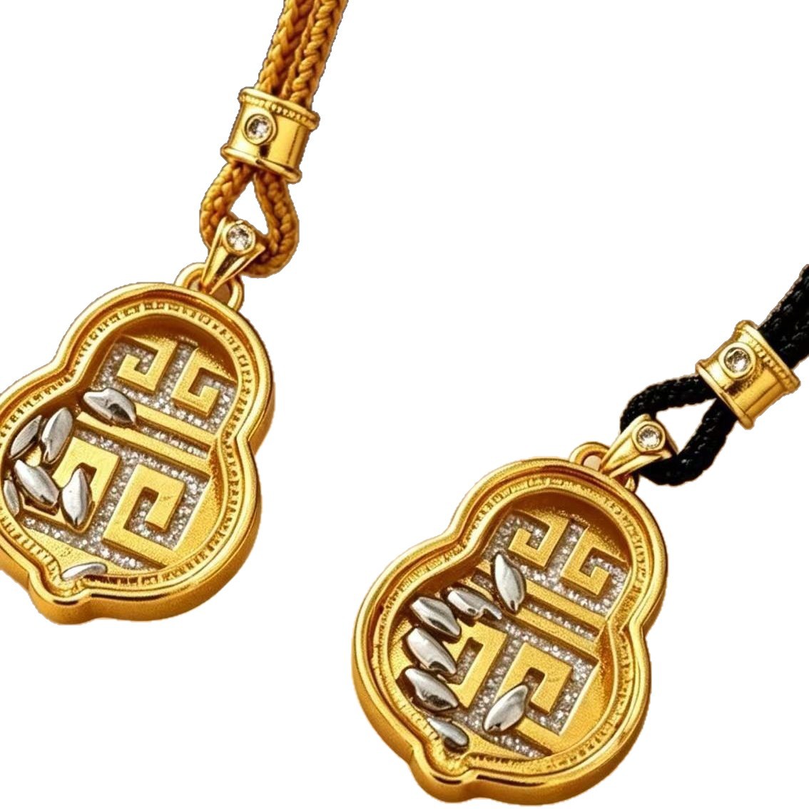 New Chinese style 2026 gourd seven-grain rice pendant necklace fortune wealth peace hanging ornament
